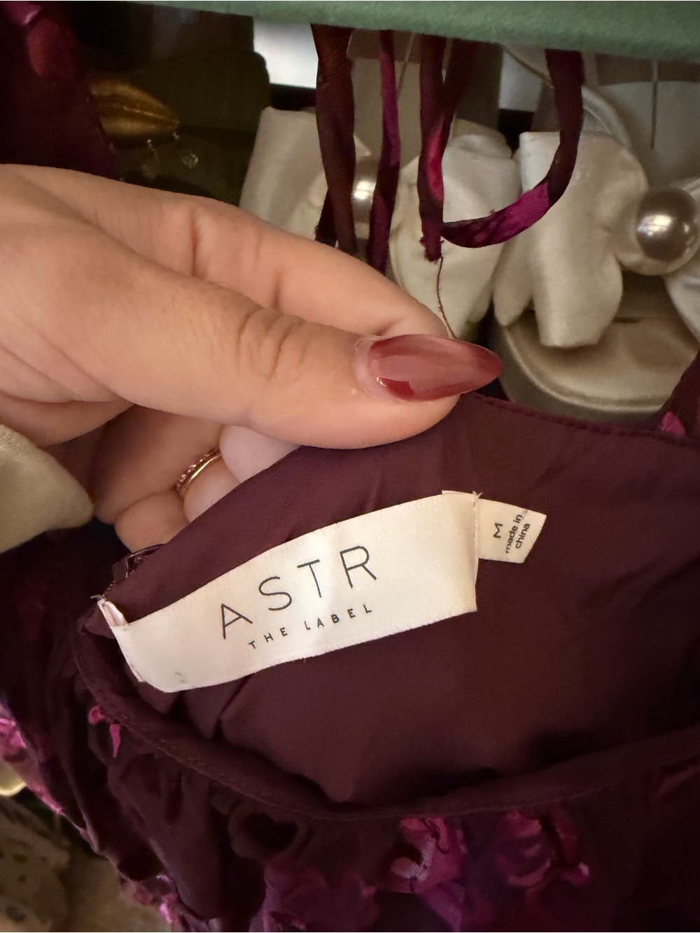 ASTR Burgundy Mini Dress with Pink Floral Print - Picture 2 of 3